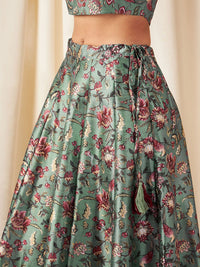 Shae by SASSAFRAS Floral Printed Ready to Wear Lehenga & Crop Top