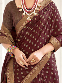 Saree mall Burgundy & Gold Toned Ethnic Motifs Printed Zari Sarees