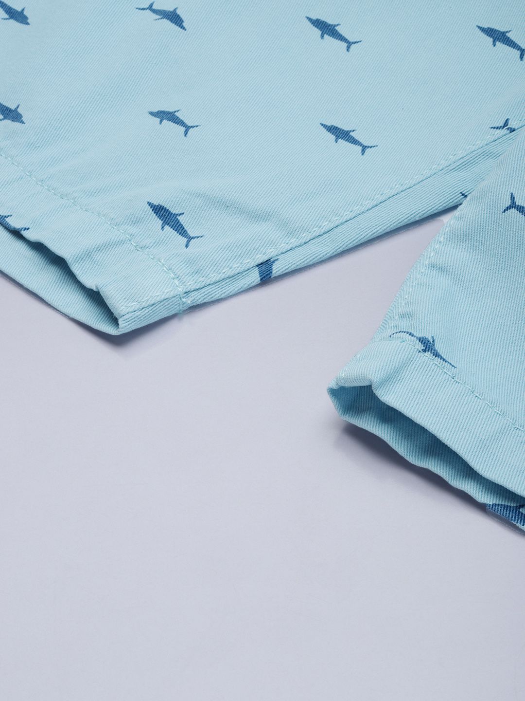 The Indian Garage Co Men Blue Printed Slim Fit Cotton Chino Shorts