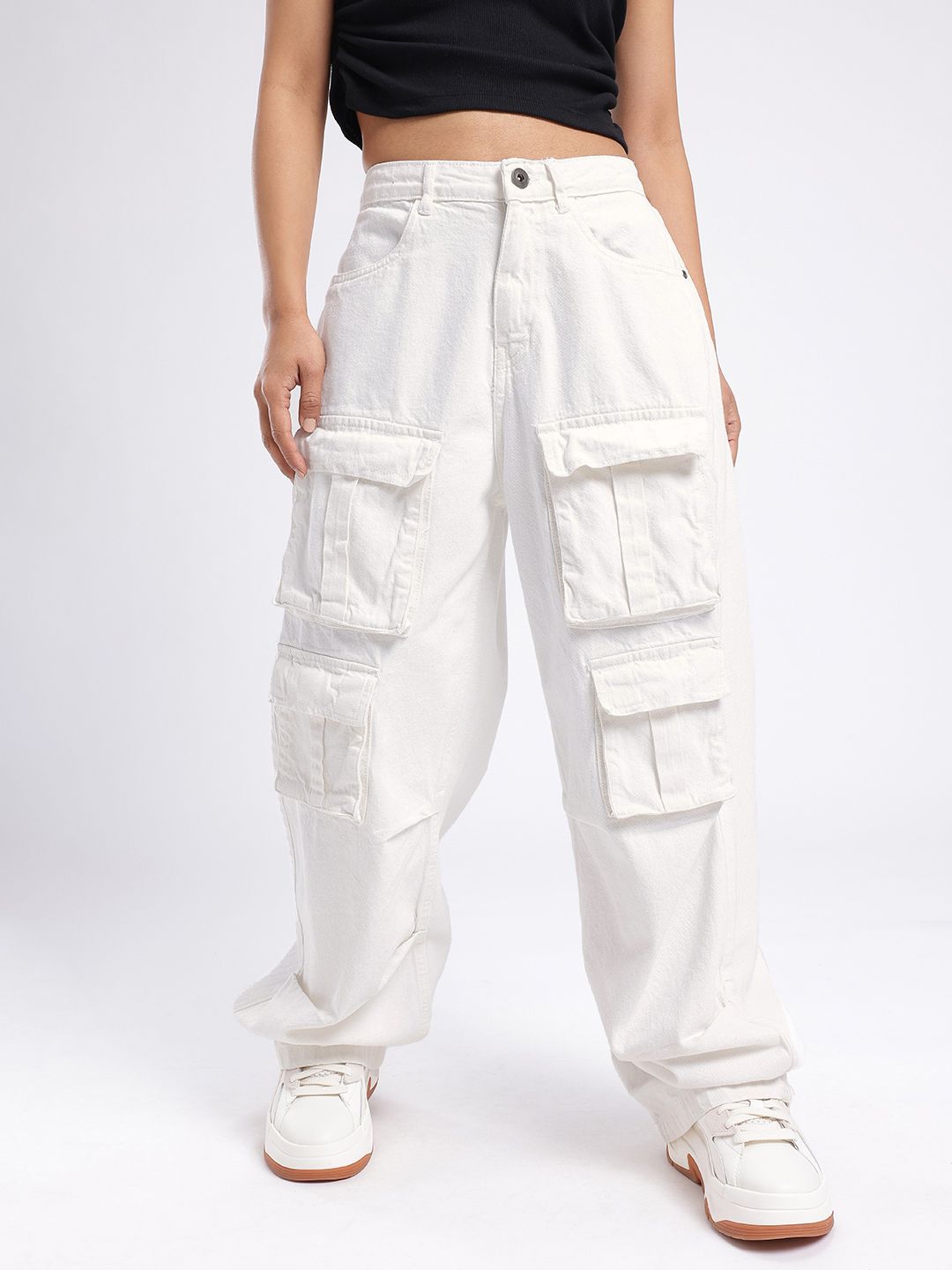 DressBerry Women Urban Cool Relaxed Fit Cargo Style Jeans
