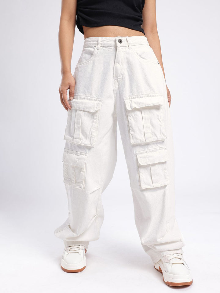 DressBerry Women Urban Cool Relaxed Fit Cargo Style Jeans