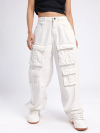 DressBerry Women Urban Cool Relaxed Fit Cargo Style Jeans