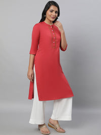 AURELIA Mandarin Collar Thread Work Straight Kurta