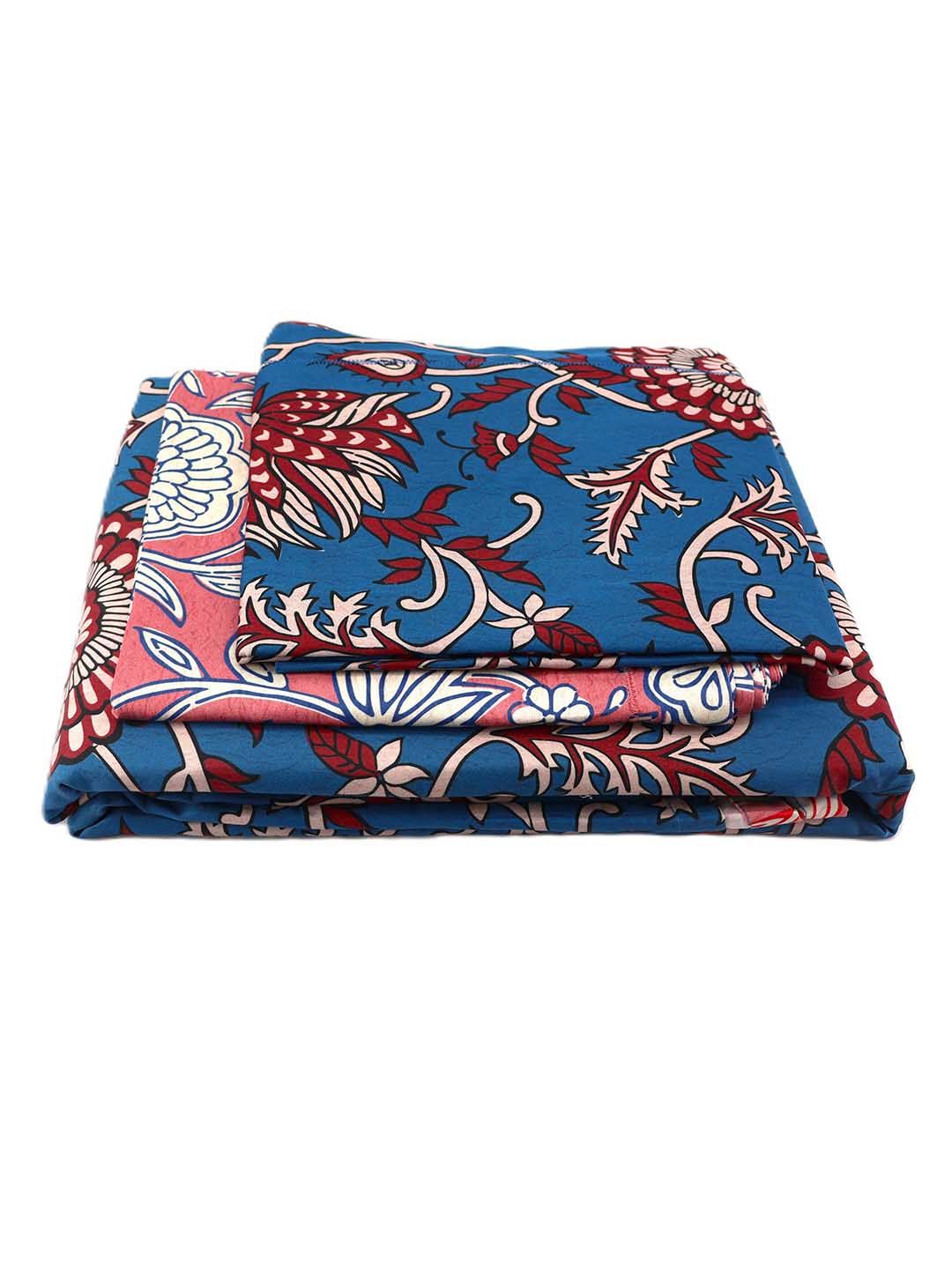 BOMBAY DYEING Peach Coloured Ethnic Printed Cotton 300 TC King Bedsheet & 4 Pillow Cover