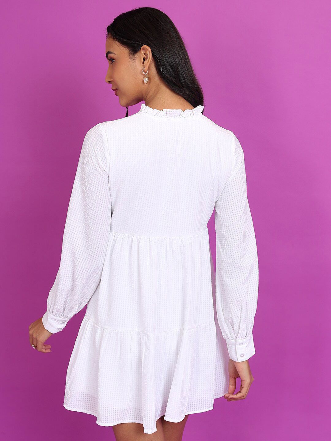 Tokyo Talkies White Checked Fit & Flare Mini Dress