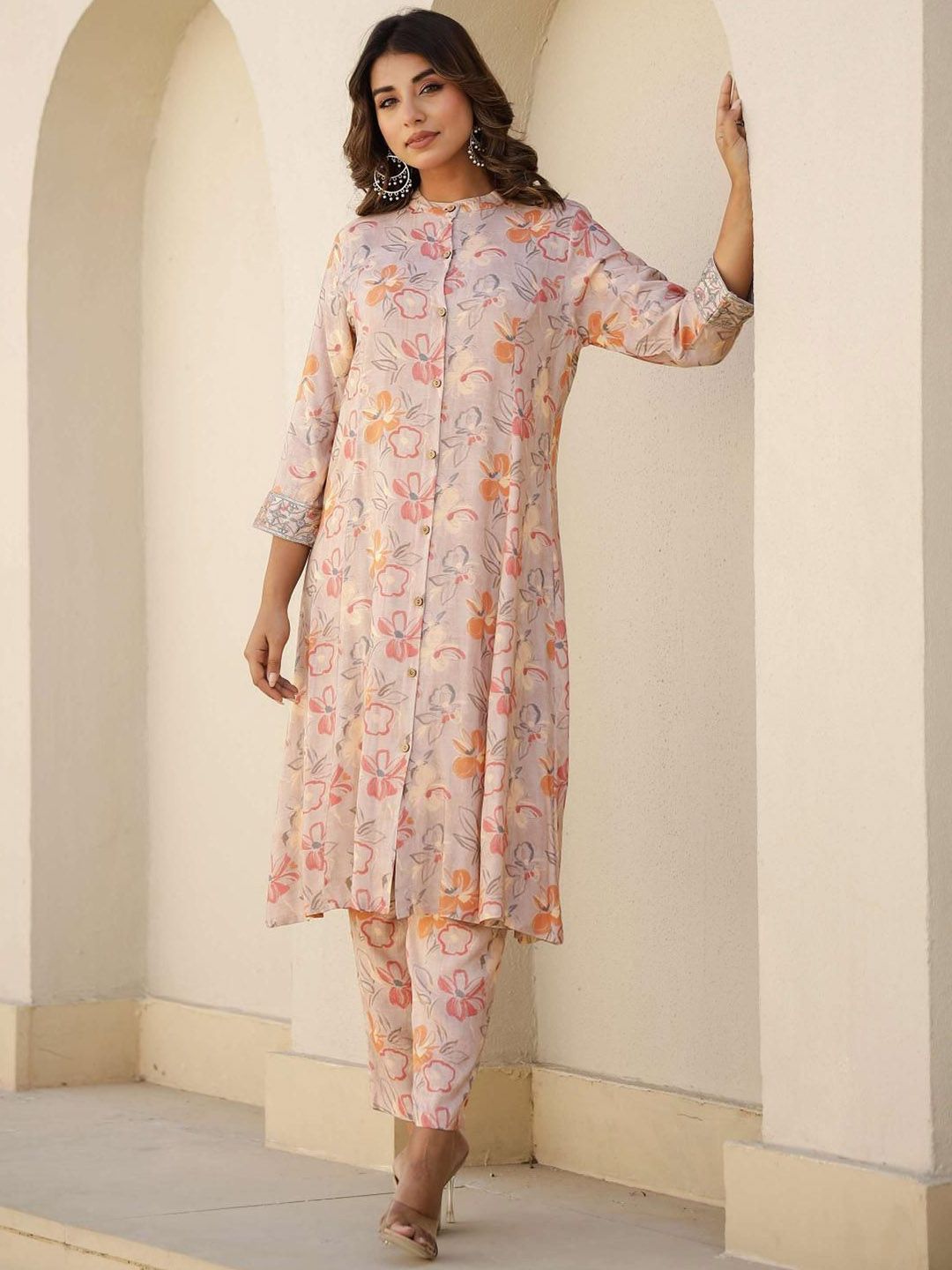 Mamicha Women Floral Printed Cotton Kurta dengan Legging
