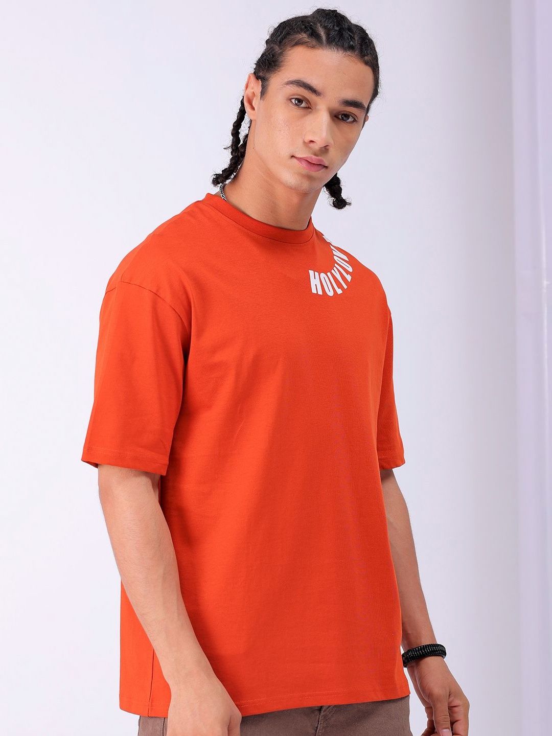 The Indian Garage Co Men Back Printed Boxy Oversized Round Neck T-shirt
