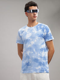 ADRO Tie & Dye Printed Round Neck Short Sleeves Regular Fit Cotton T-shirt