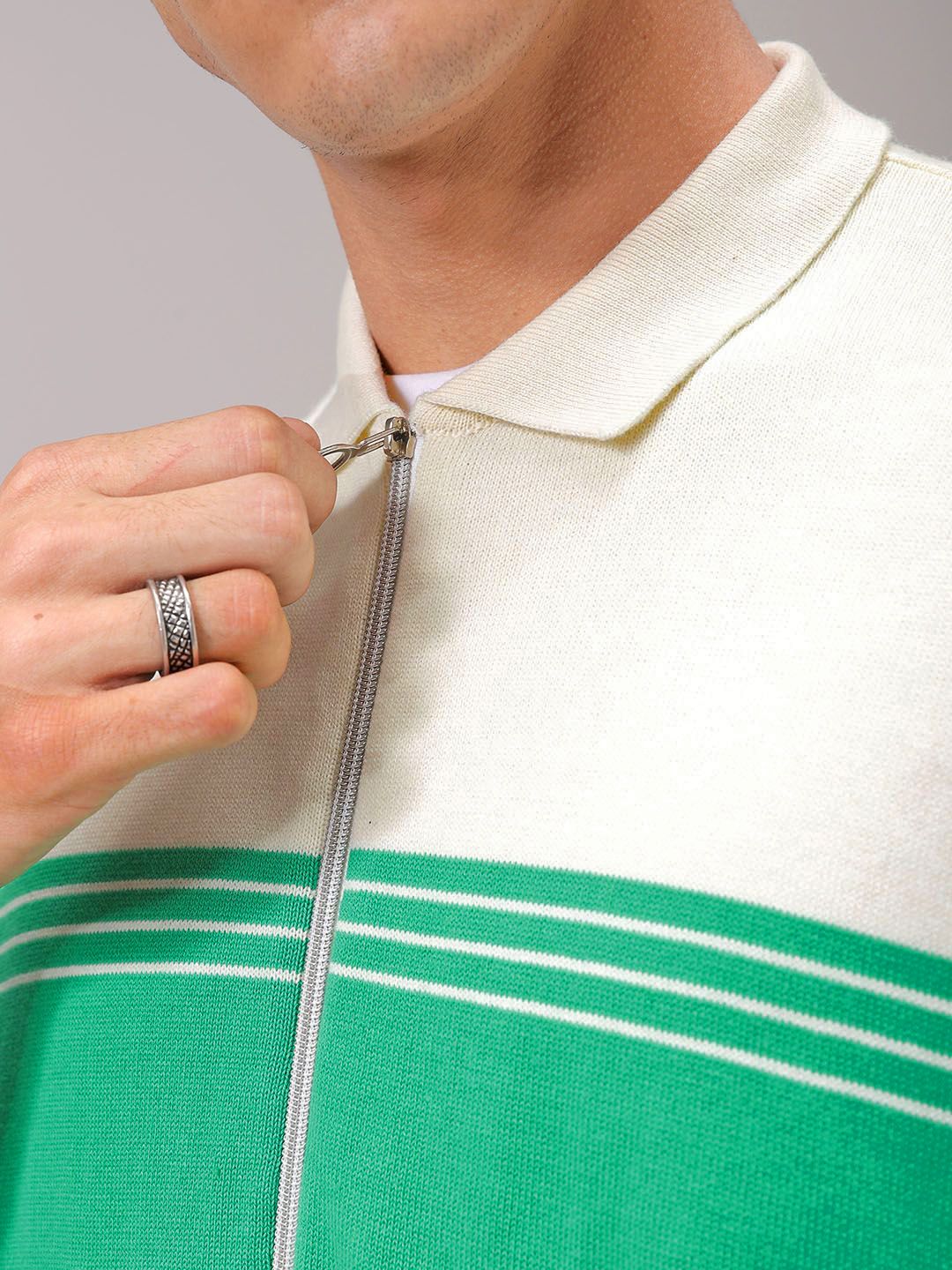The Indian Garage Co Men Relaxed Fit Striped Flat Knit Polo Resortwear Shirt