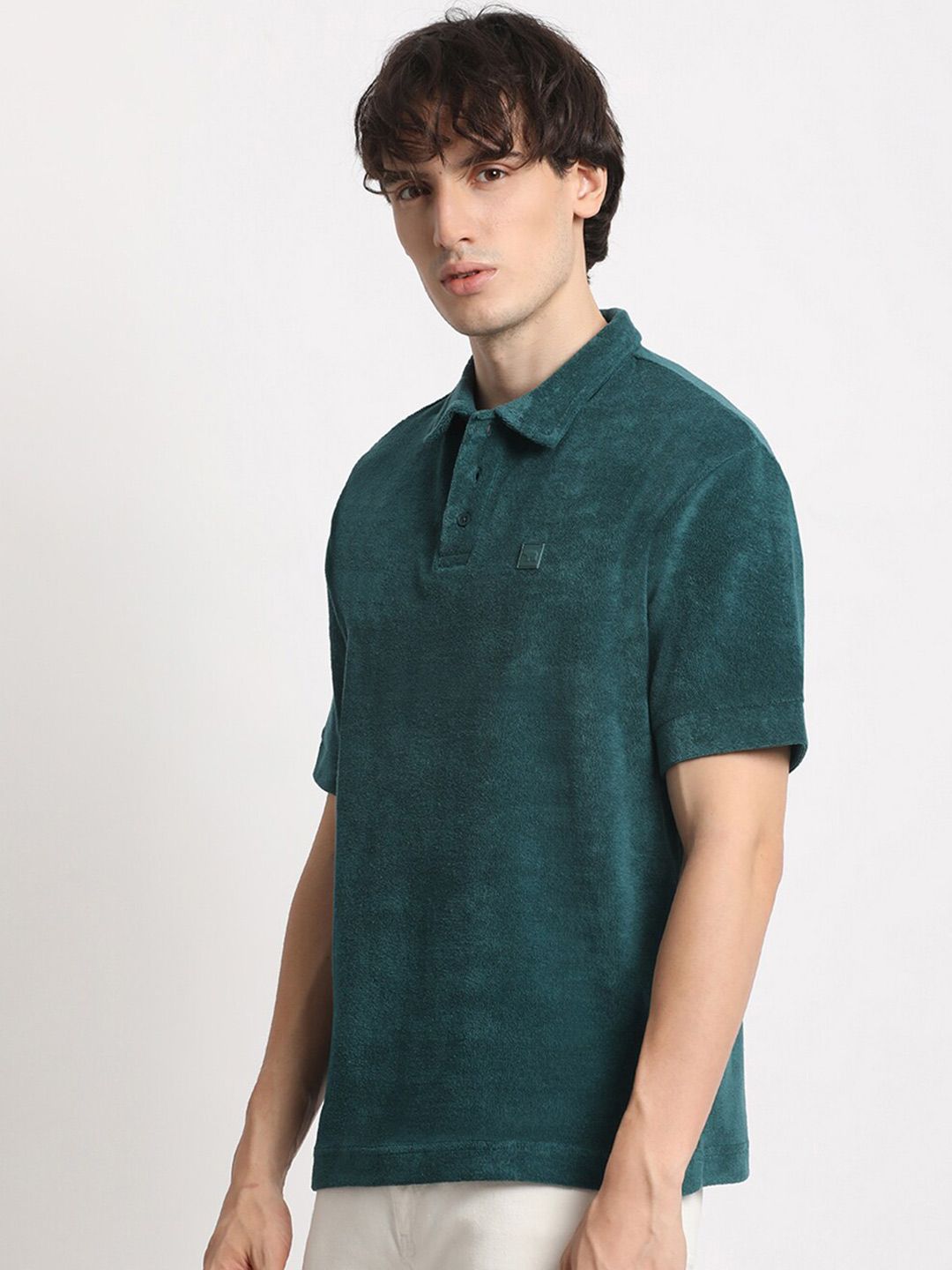 THE BEAR HOUSE Men Solid Polo Collar Relaxed Fit T-shirt