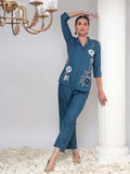 Bani Women Floral Embroidered Shirt & Palazzos Set