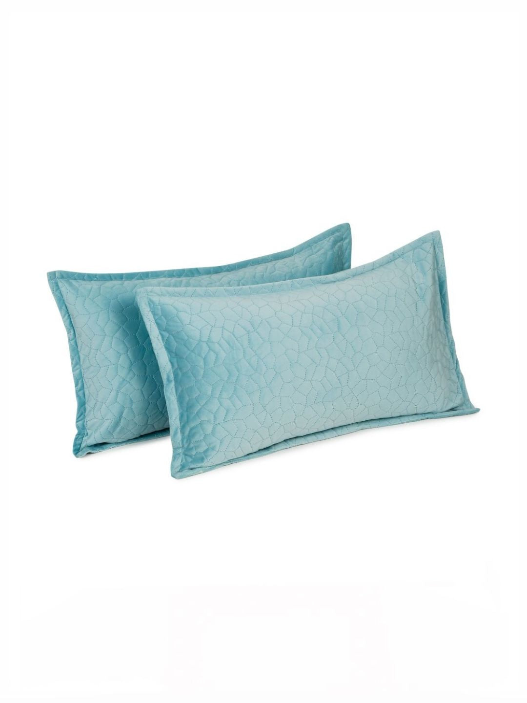 HOSTA HOMES Turquoise Blue 2 Pieces Self Design Rectangle Shaped Pillow Covers