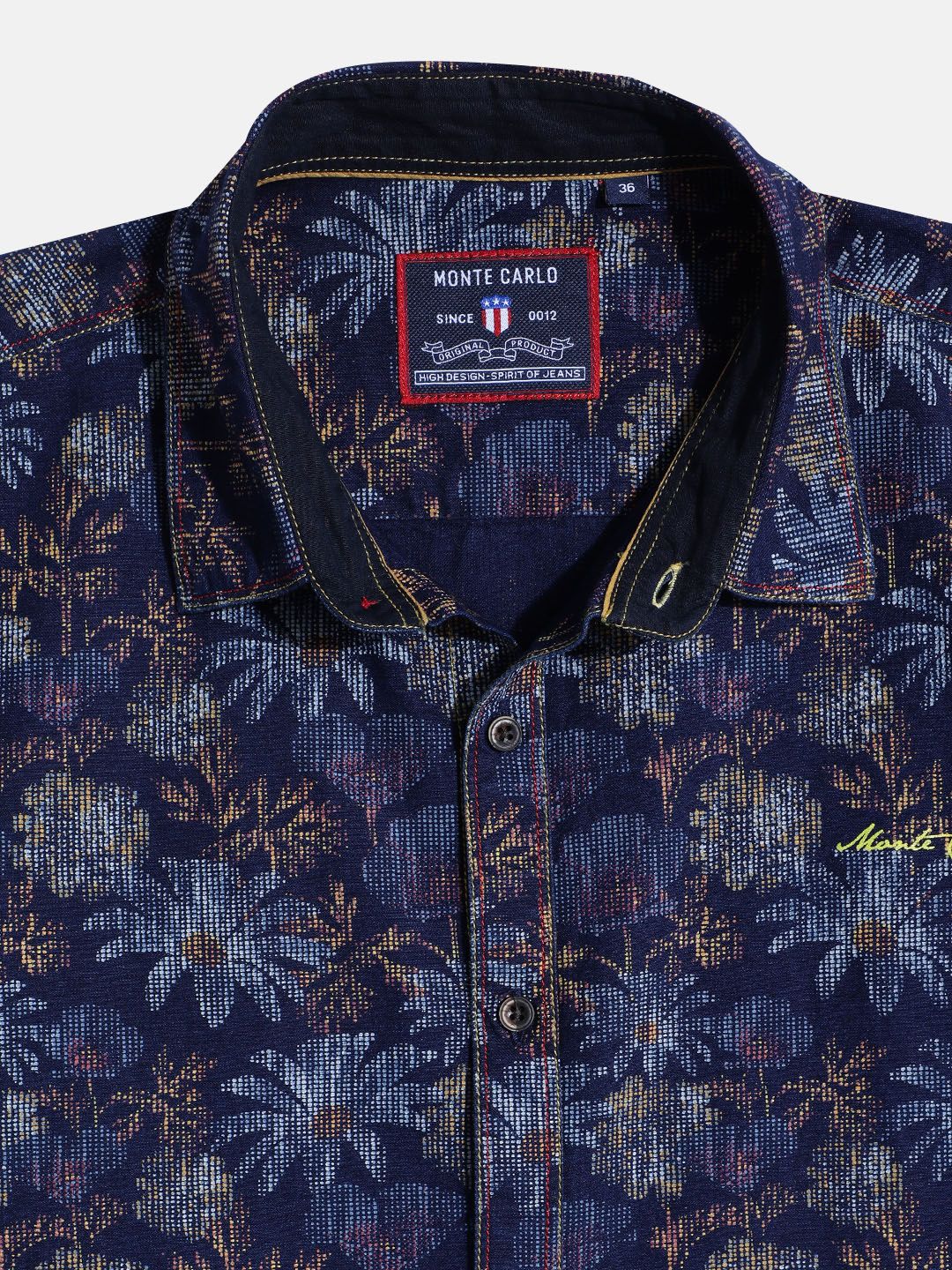 Monte Carlo Boys Floral Self Design Casual Smart Fit Shirt