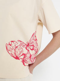 RAREISM Round Neck Drop-Shoulder Sleeves Boxy T-shirt