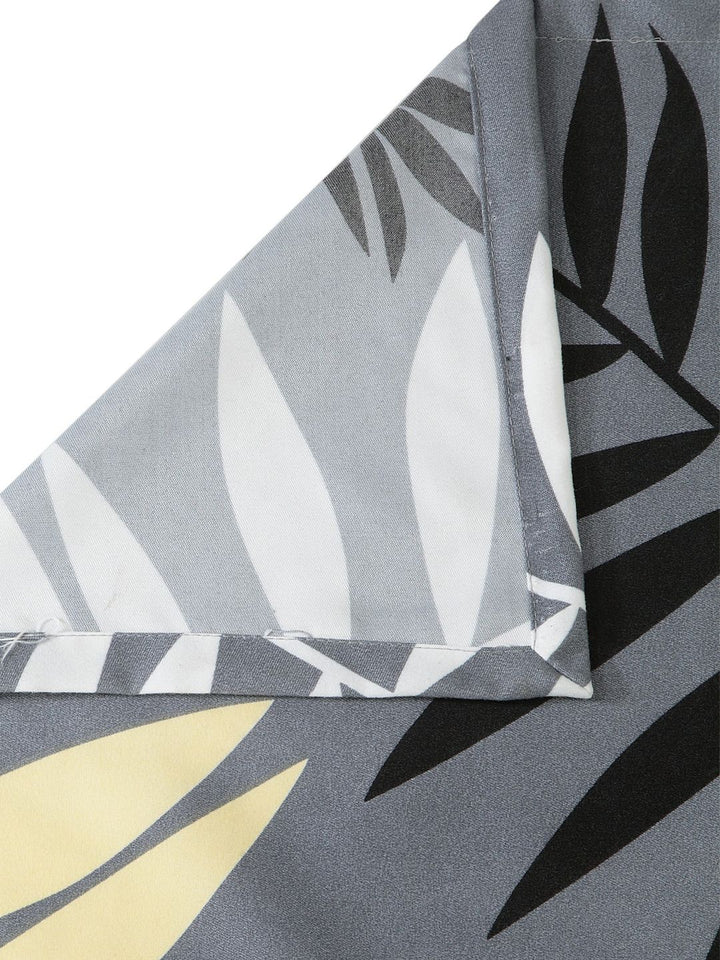 KLOTTHE Grey Leaf Polycotton 300 TC King Fine 2 Bedsheet with 4 Pillow Covers-98 x 85 inches