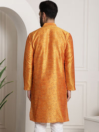 SOJANYA Kurta Bercetak Etnik Oren & Coklat Lelaki