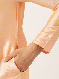 SOJANYA Men Peach-Coloured Woven Design Straight Kurta