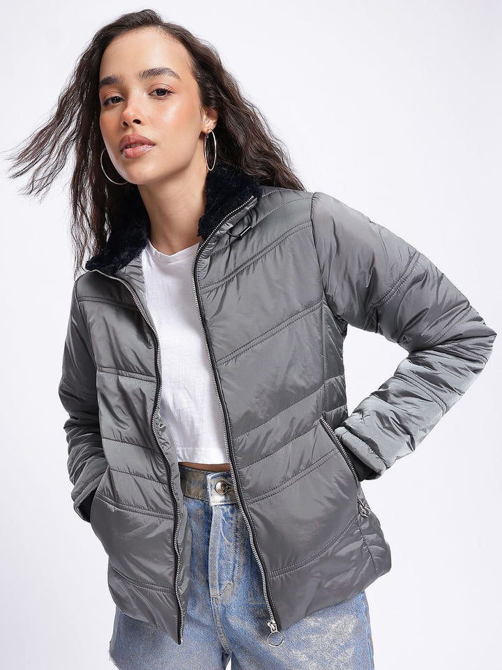 DressBerry Elevated Essentials Mock Collar Padded Jacket