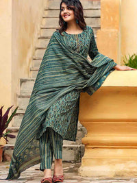 KALINI Ethnic Motifs Printed Gotta Patti Kurta & Trousers With Dupatta