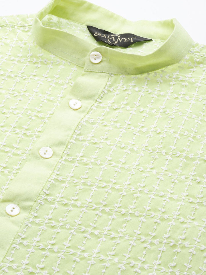 SOJANYA Men Ethnic Motifs Embroidered Pure Cotton Kurta