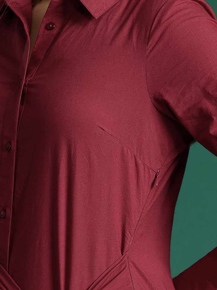DressBerry Pure Cotton Wrap Tie-Up Shirt Mini Dress