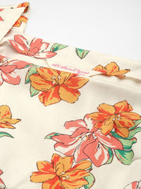 all about you Floral Print Puff Sleeve A-Line Midi Dress