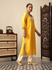 House of Pataudi V-Neck Embroidered Rozana Kurta