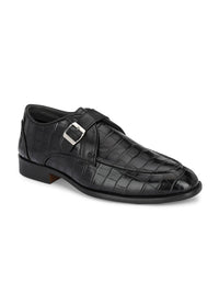 House of Pataudi Men Textured Formal Monk Shoes