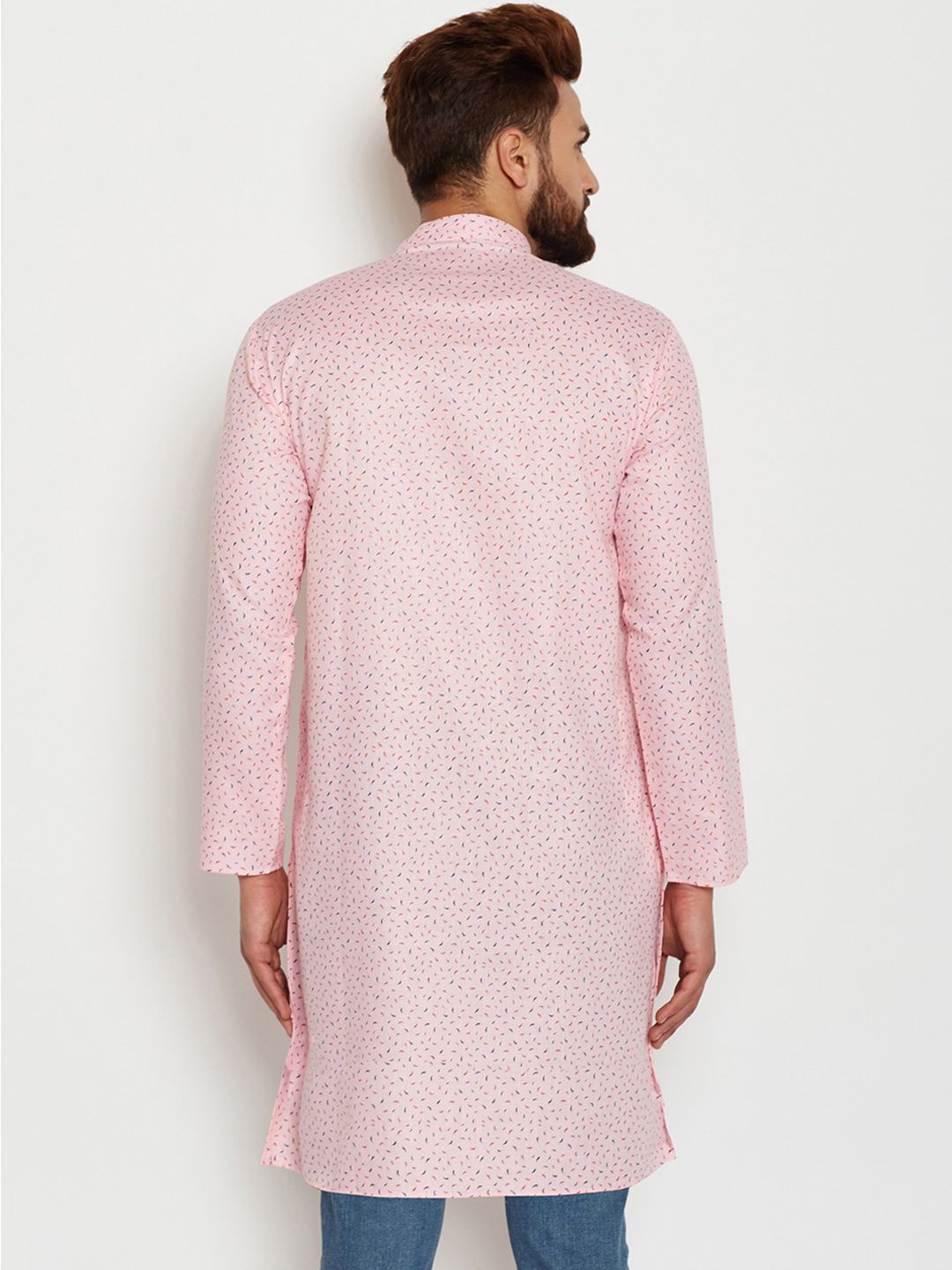 SOJANYA Kurta Lurus Printed Lelaki Pink & Red