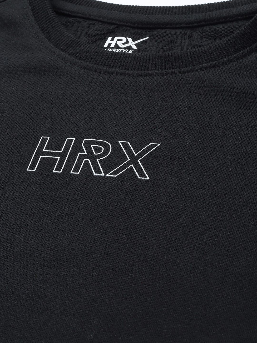 HRX by Hrithik Roshan Men Black Brand Logo Printed  Sweatshirt