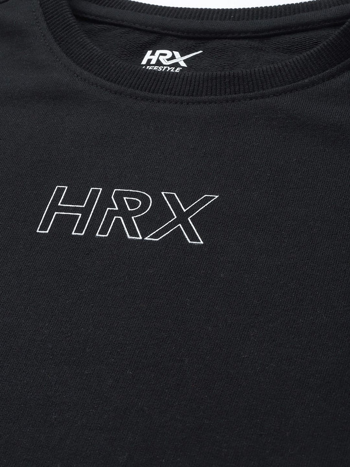 HRX by Hrithik Roshan Men Black Brand Logo Printed  Sweatshirt