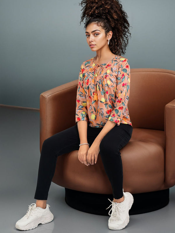 DressBerry Tropical Print A-Line Top