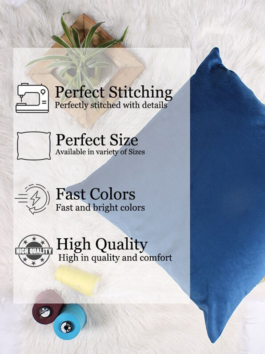 STITCHNEST Blue 5 Pieces Velvet Square Cushion Covers