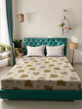 Myntra Elegant Homes Yellow Conversational 400 TC King Cotton Bedsheet & 2 Pillow Covers