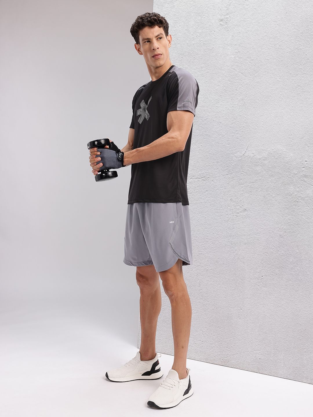 HRX by Hrithik Roshan Brand Logo Printed Rapid-Dry Training T-shirt with Panelling Detail