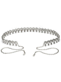 KARATCART Silver-Plated Pearl-Beaded Oxidised Kamarbandh