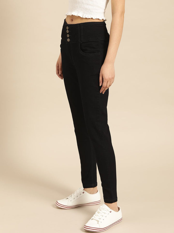 DressBerry Women Black Skinny Fit High-Rise Clean Look Stretchable Ankle Length Jeans