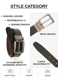 Teakwood Leathers Men Textured Leather Reversible Formal Belt
