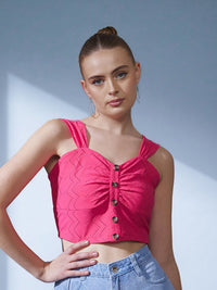 STREET 9 Shoulder Straps Schiffli Crop Top