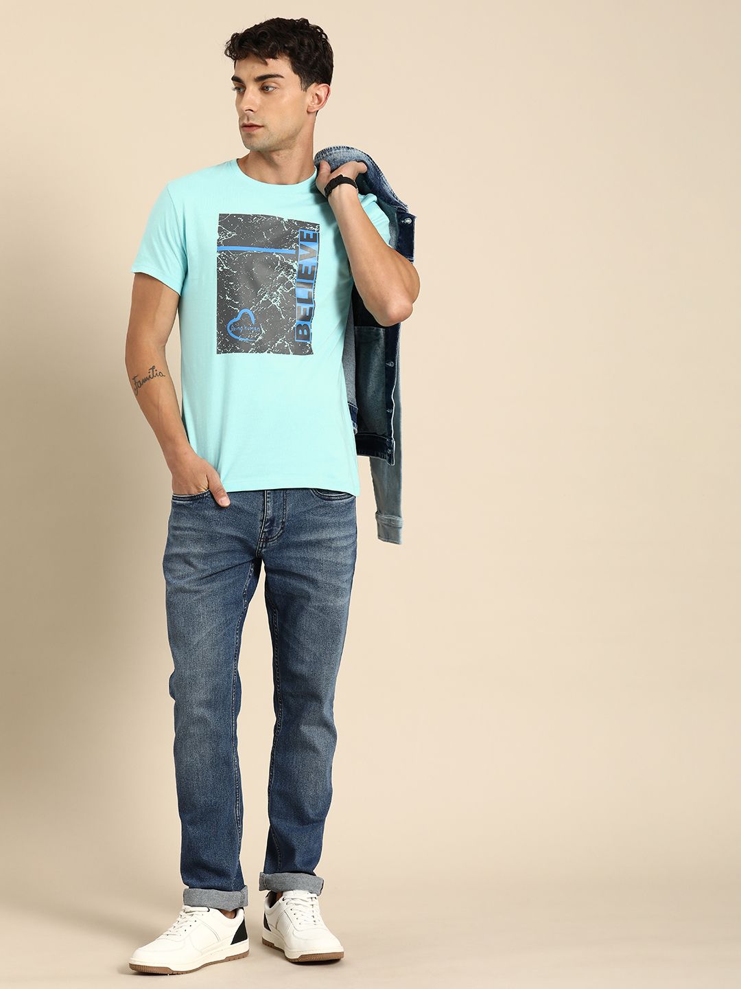 Being Human Pure Cotton Graphic Printed T-shirt