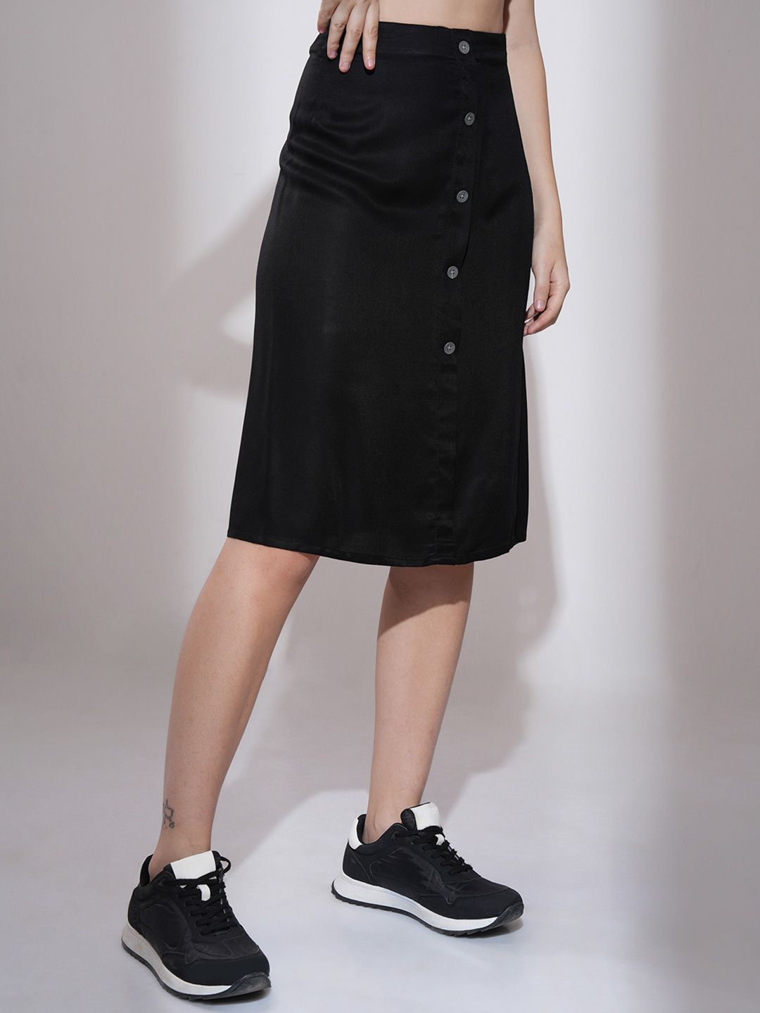 Tokyo Talkies Wrap Midi A-Line Solid Skirts