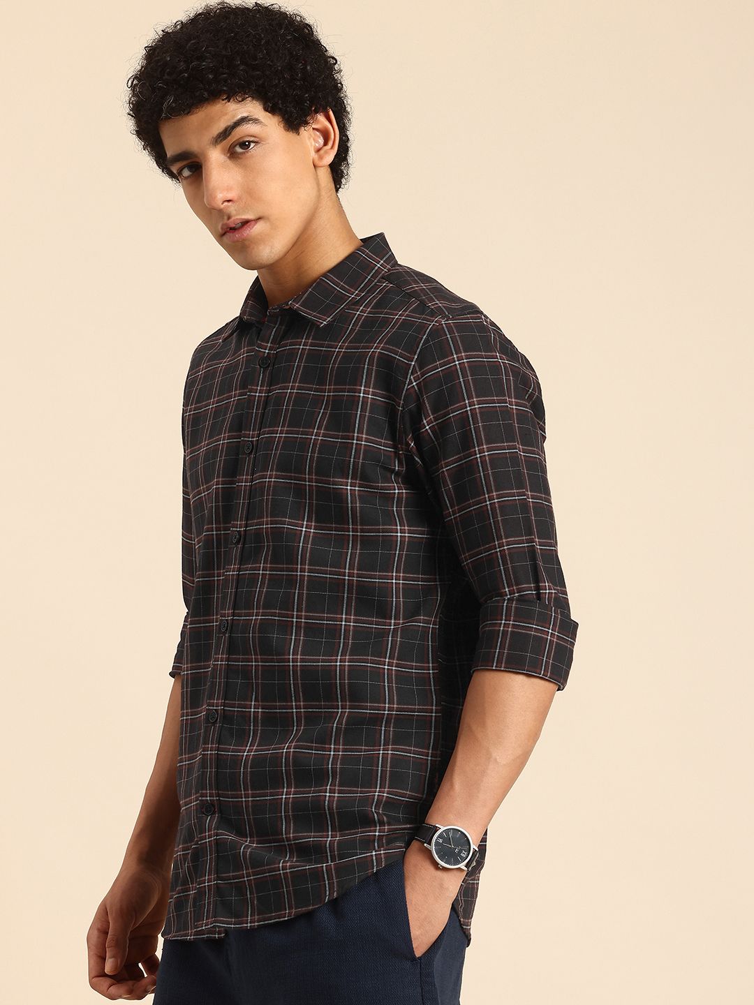 Being Human Pure Cotton Slim Fit Checked Casual Shirt