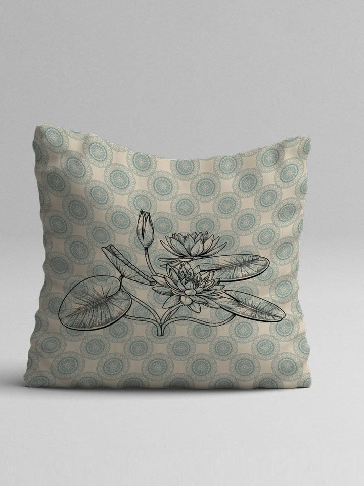 STITCHNEST Teal & Cream-Coloured Set of 5 Ethnic Motifs Square Cushion Covers