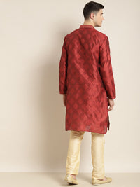 SOJANYA Men Maroon & Golden Ethnic Motifs Kurta