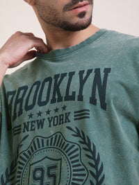 DILLINGER Men Oversized Short Sleeve Acid Washed Printed Tshirt
