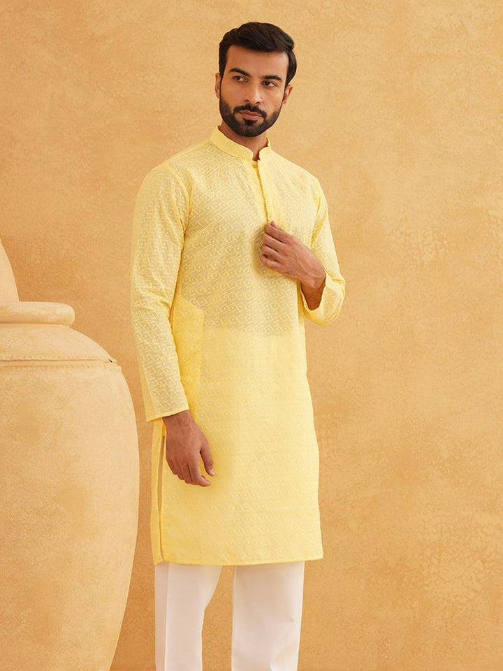 SOJANYA Geometric Embroidered Pure Cotton Straight Kurta