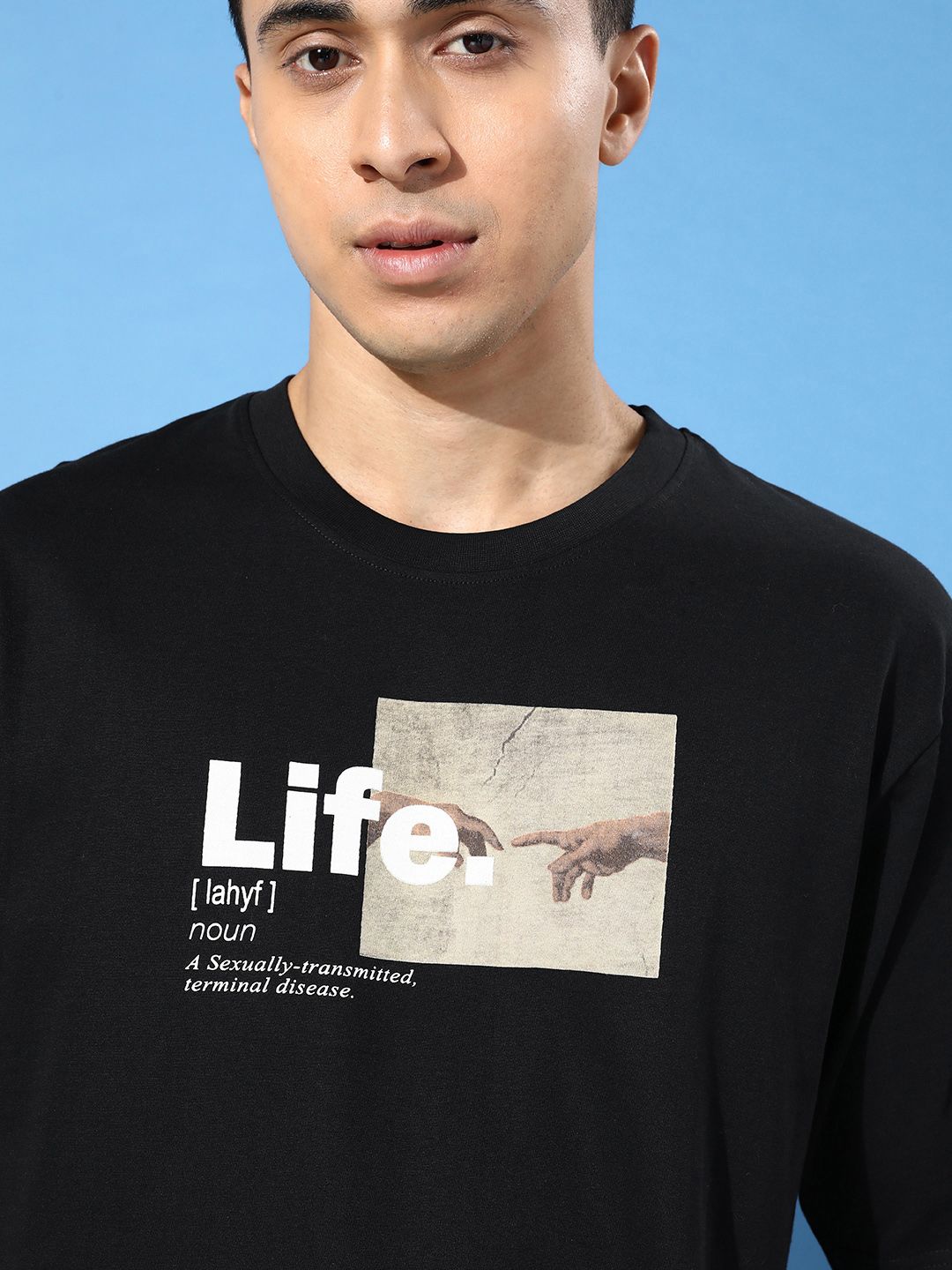 Difference of Opinion Men Typography Printed Drop-Shoulder Sleeves Pure Cotton T-shirt