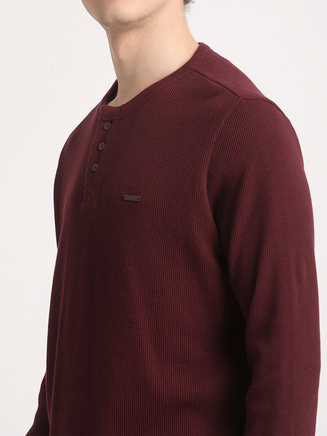 THE BEAR HOUSE Henley Neck Pure Cotton Slim Fit T-shirt