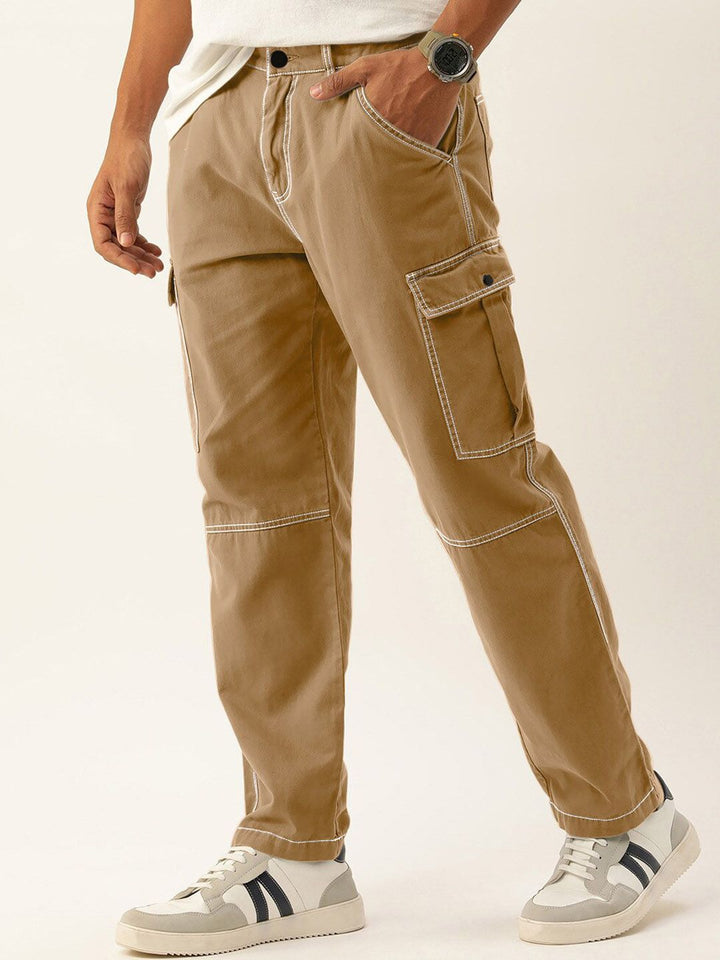 Bene Kleed Men Relaxed Fit Cargo Trousers with contrast stitch