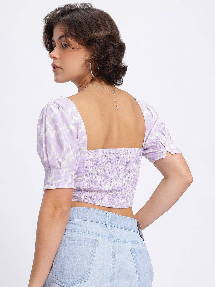DressBerry Lavender Love Smocked Crop Top
